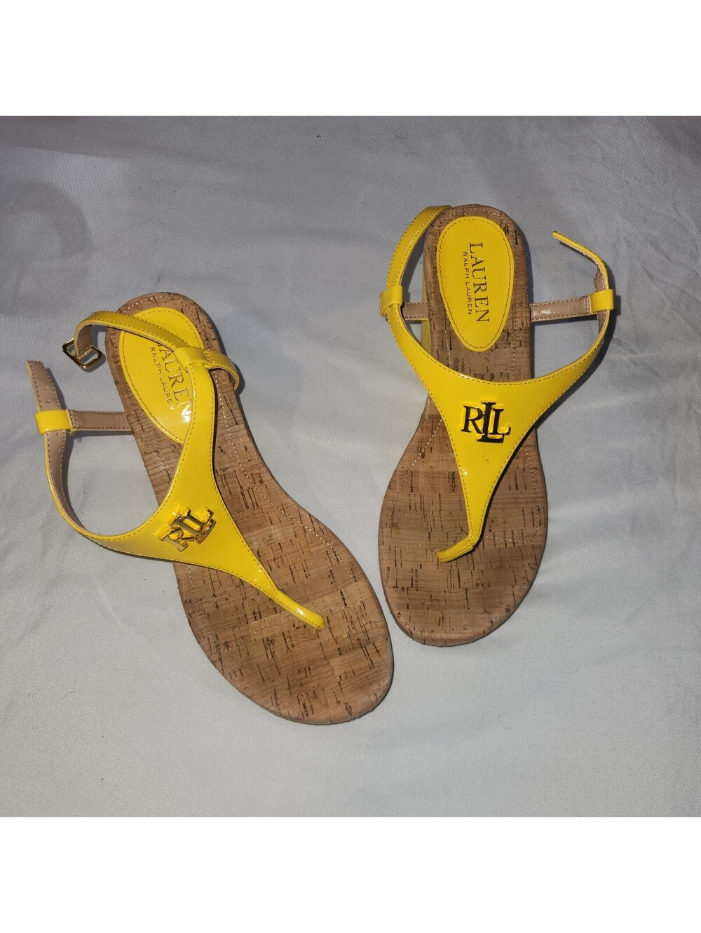 Ralph Lauren Yellow Wedge Sandals with Cork , Size 8